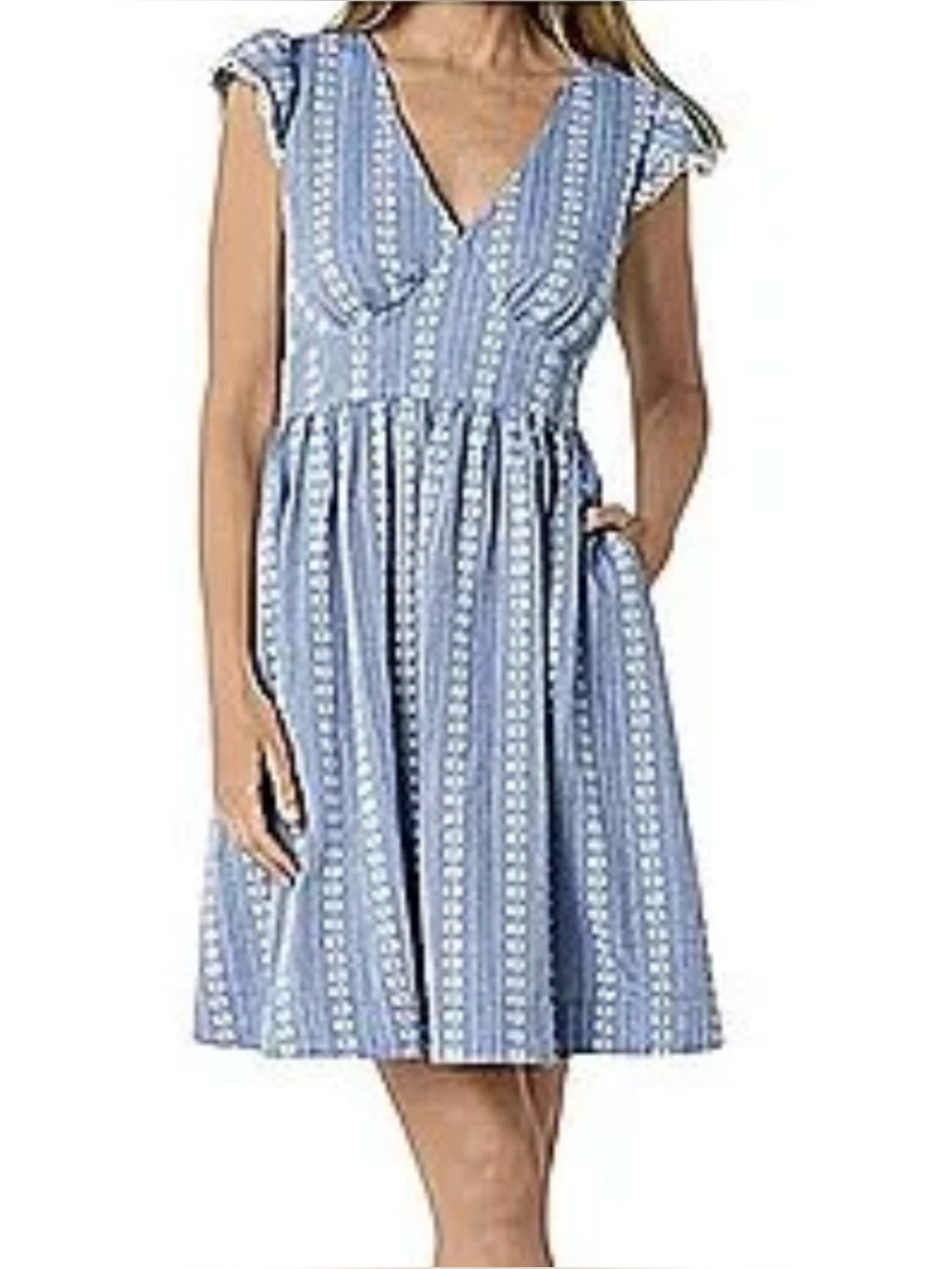PEYTON & PARKER NWT Cottage Party Floral & Blue Striped Smocked-Back Dress SZ 3X
